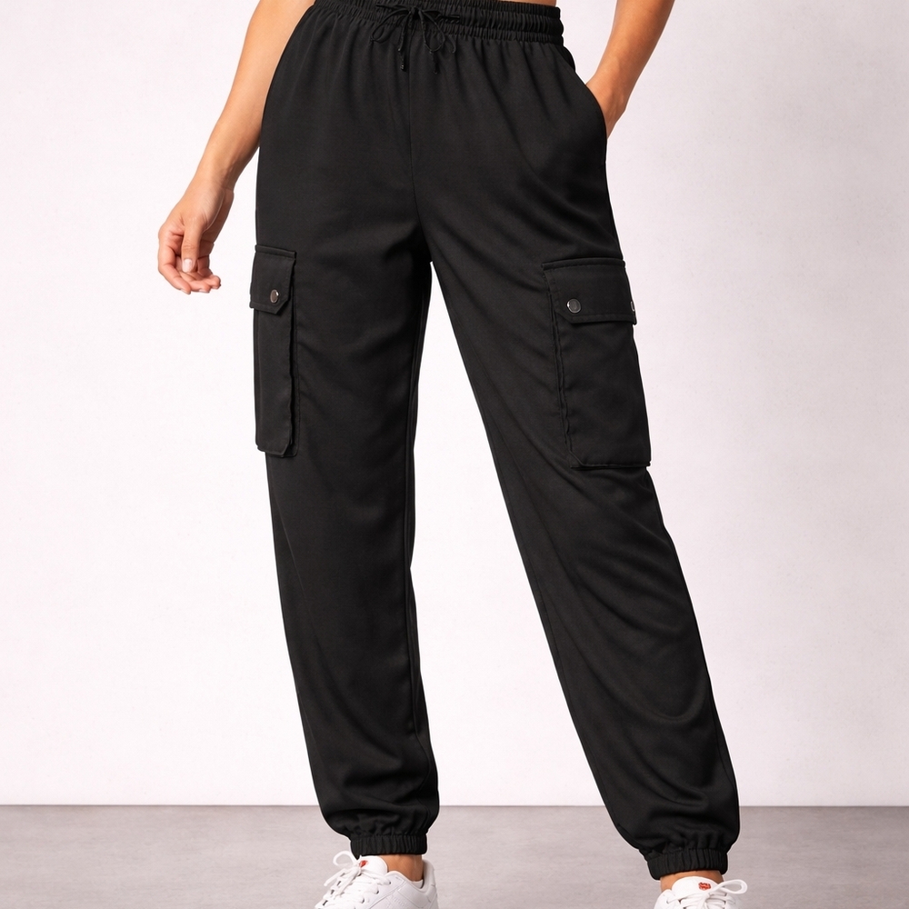 Time and Tru Black Cargo Jogger Pants
